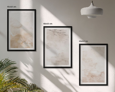 Lot de 3 tableaux pour salon Feuilles pastel à l'aquarelle