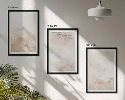 Lot de 3 tableaux pour salon motif feuilles à l'aquarelle tons pastel