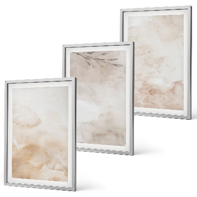 Lot de 3 tableaux pour salon Feuilles pastel à l'aquarelle