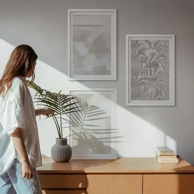 Tableaux pour salon lot de 3 avec design abstrait moderne