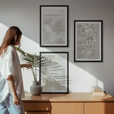 Tableaux pour salon lot de 3 avec design abstrait moderne