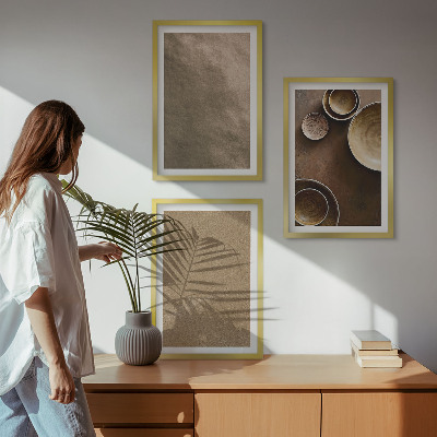 Lot de 3 tableaux pour salon Structures minimalistes en pierre