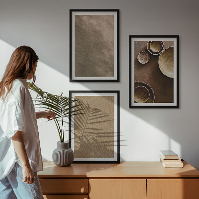 Lot de 3 tableaux pour salon Structures minimalistes en pierre