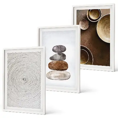 Lot de 3 tableaux pour salon sur le thème des textures dans l'art moderne