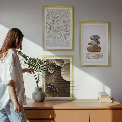 Lot de 3 tableaux pour salon sur le thème des textures dans l'art moderne