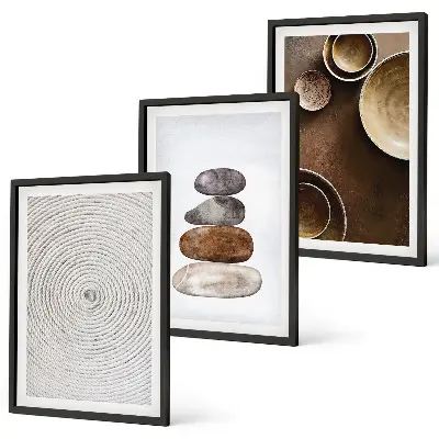 Lot de 3 tableaux pour salon sur le thème des textures dans l'art moderne