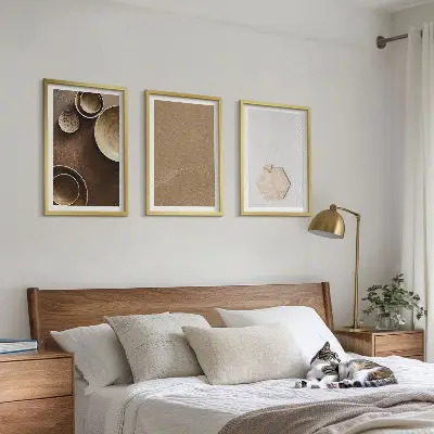 Lot de 3 tableaux pour salon motifs aux textures et couleurs minimalistes