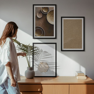 Lot de 3 tableaux pour salon Textures et couleurs minimalistes