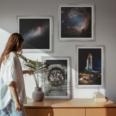 Ensemble de 4 tableaux Des astronautes atterrissent sur la lune
