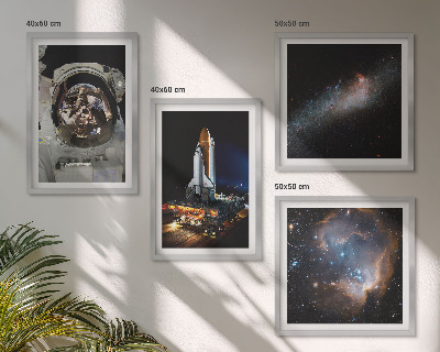 Ensemble de 4 tableaux Des astronautes atterrissent sur la lune