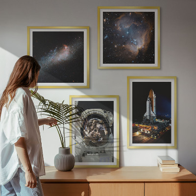 Ensemble de 4 tableaux Des astronautes atterrissent sur la lune