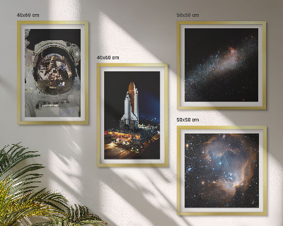 Ensemble de 4 tableaux Des astronautes atterrissent sur la lune