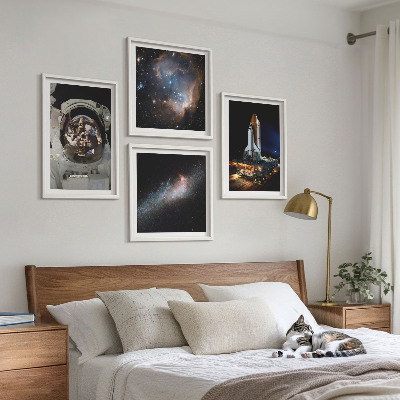 Ensemble de 4 tableaux Des astronautes atterrissent sur la lune