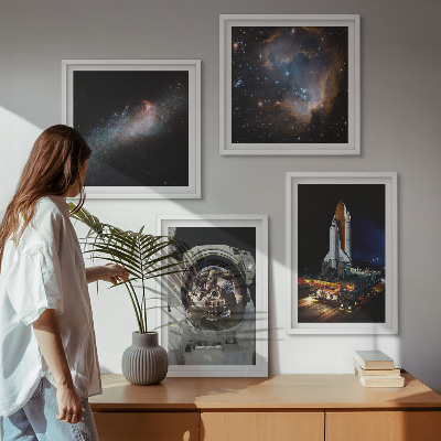 Ensemble de 4 tableaux Des astronautes atterrissent sur la lune