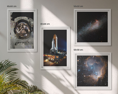 Ensemble de 4 tableaux Des astronautes atterrissent sur la lune