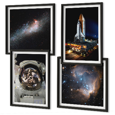 Ensemble de 4 tableaux Des astronautes atterrissent sur la lune