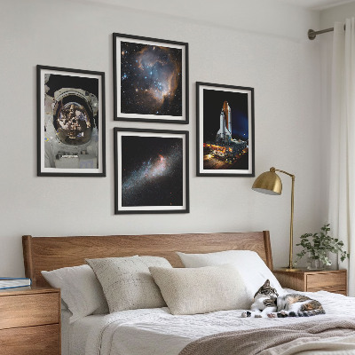 Ensemble de 4 tableaux Des astronautes atterrissent sur la lune