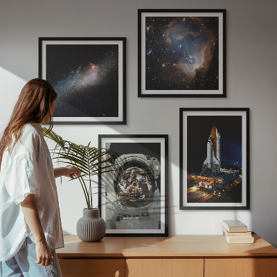 Ensemble de 4 tableaux Des astronautes atterrissent sur la lune