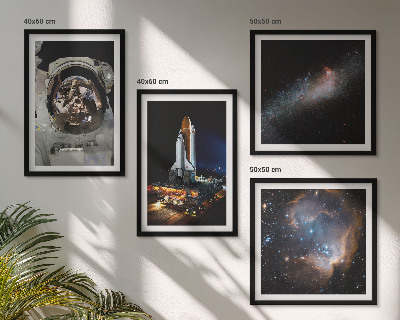 Ensemble de 4 tableaux Des astronautes atterrissent sur la lune
