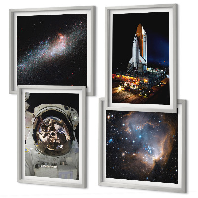 Ensemble de 4 tableaux Des astronautes atterrissent sur la lune