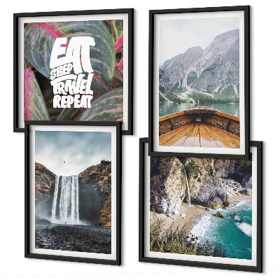 Mur de tableaux Voyage en montagne avec cascade et nature