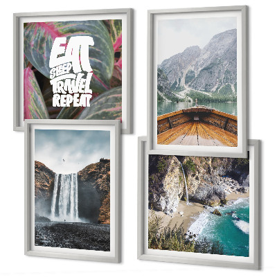 Mur de tableaux Voyage en montagne avec cascade et nature