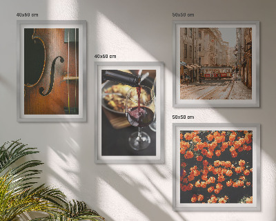 Mur de tableaux Fleurs vintage rue vin violon