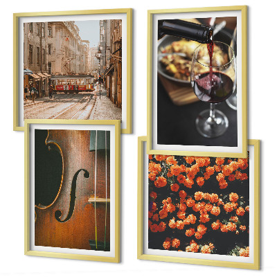 Mur de tableaux Fleurs vintage rue vin violon