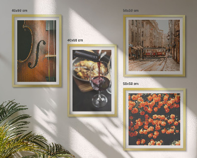 Mur de tableaux Fleurs vintage rue vin violon