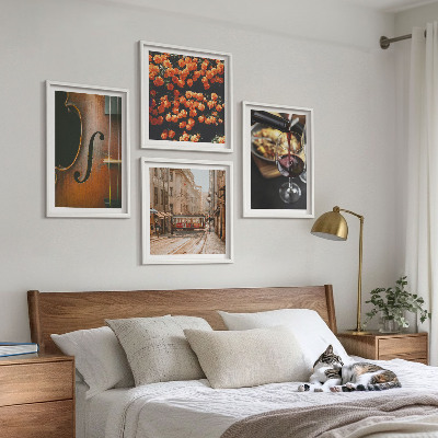 Mur de tableaux Fleurs vintage rue vin violon