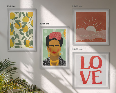 Polyptyque z cadres Citrons inscription paysage d'amour frida