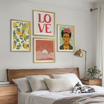 Polyptyque z cadres Citrons inscription paysage d'amour frida