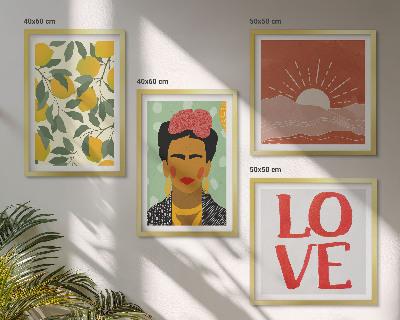 Polyptyque z cadres Citrons inscription paysage d'amour frida