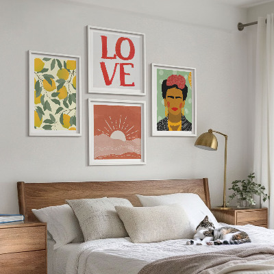 Polyptyque z cadres Citrons inscription paysage d'amour frida