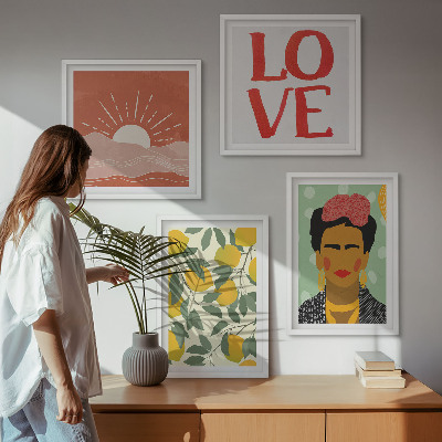 Polyptyque z cadres Citrons inscription paysage d'amour frida