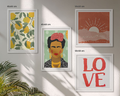 Polyptyque z cadres Citrons inscription paysage d'amour frida