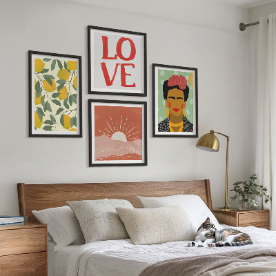 Polyptyque z cadres Citrons inscription paysage d'amour frida