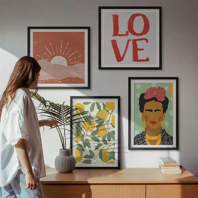 Polyptyque z cadres Citrons inscription paysage d'amour frida