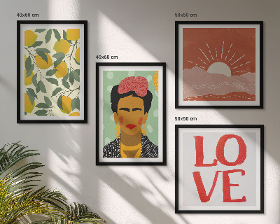Polyptyque z cadres Citrons inscription paysage d'amour frida