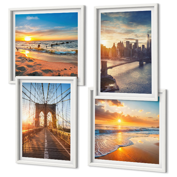 Mur de tableaux Ponts couchers de soleil ville