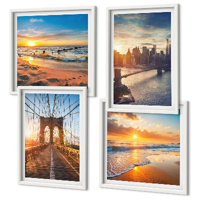 Mur de tableaux Ponts couchers de soleil ville