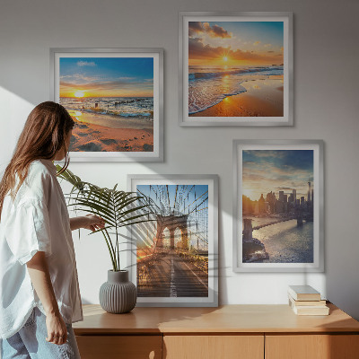 Mur de tableaux Ponts couchers de soleil ville