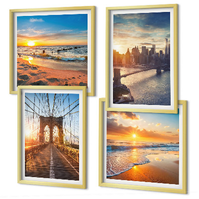 Mur de tableaux Ponts couchers de soleil ville