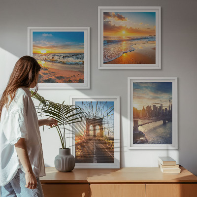 Mur de tableaux Ponts couchers de soleil ville