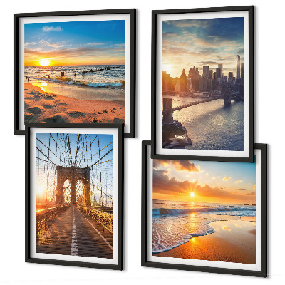 Mur de tableaux Ponts couchers de soleil ville