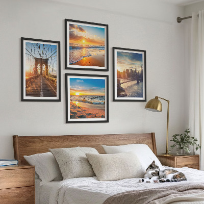 Mur de tableaux Ponts couchers de soleil ville