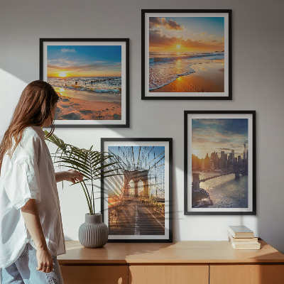 Mur de tableaux Ponts couchers de soleil ville