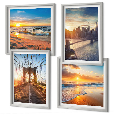 Mur de tableaux Ponts couchers de soleil ville