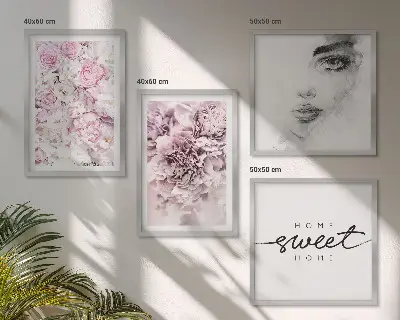Pivoines, portrait d'une femme à la maison tableau polyptyque de z cadres