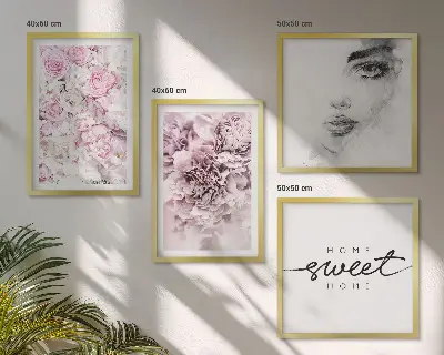 Pivoines, portrait d'une femme à la maison tableau polyptyque de z cadres